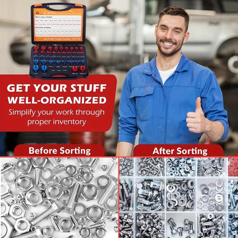 🎉🔧 50% di sconto! Kit di verifica del passo filettatura 2-in-1 – Per dadi, bulloni e fori filettati, metrico e imperiale