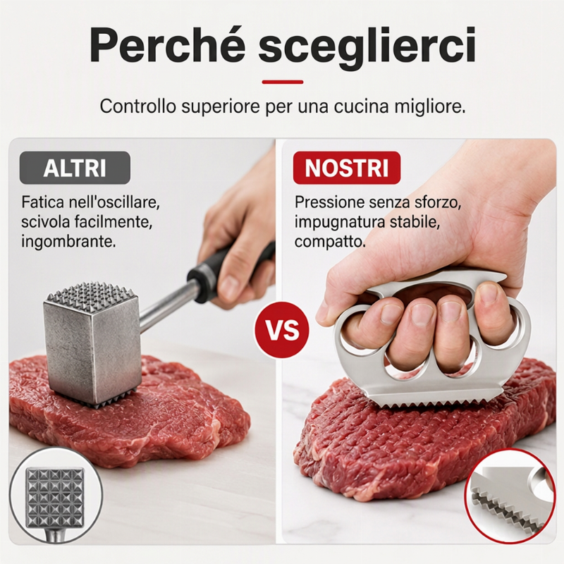 Amorbidizzatore di carne in alluminio per una preparazione veloce dei pasti