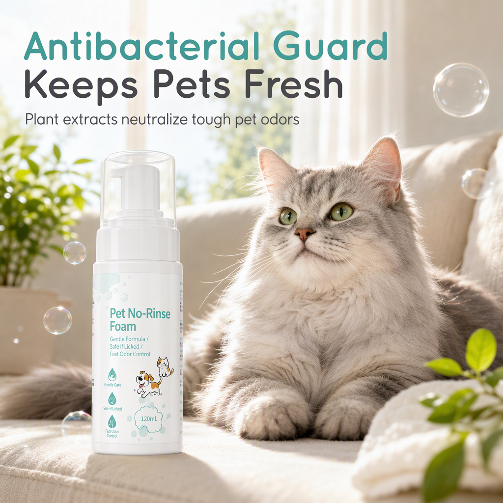 Mousse detergente senza risciacquo per cani e gatti