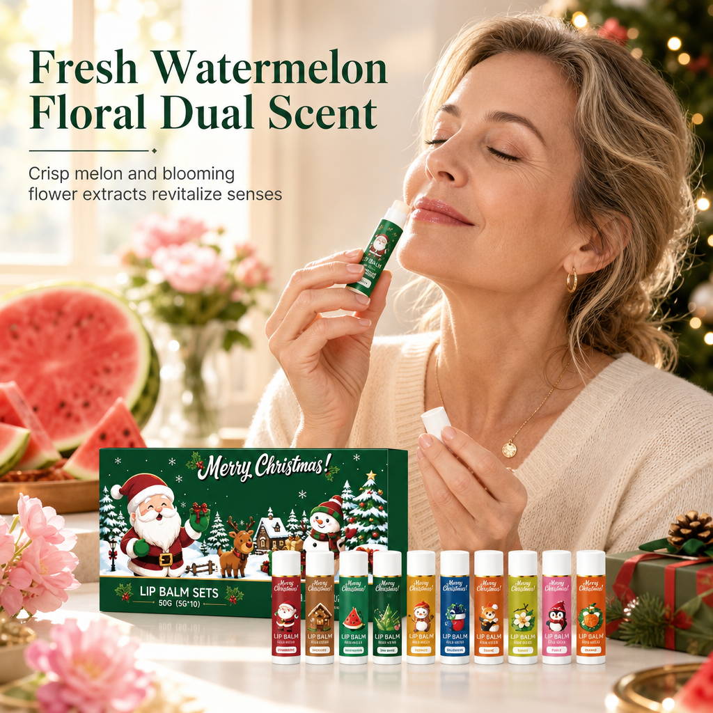 🎄 Risparmia il 50%! 💋 Set di Balsamo per Labbra di Natale – Idratante e pronto da regalare per le feste ✨