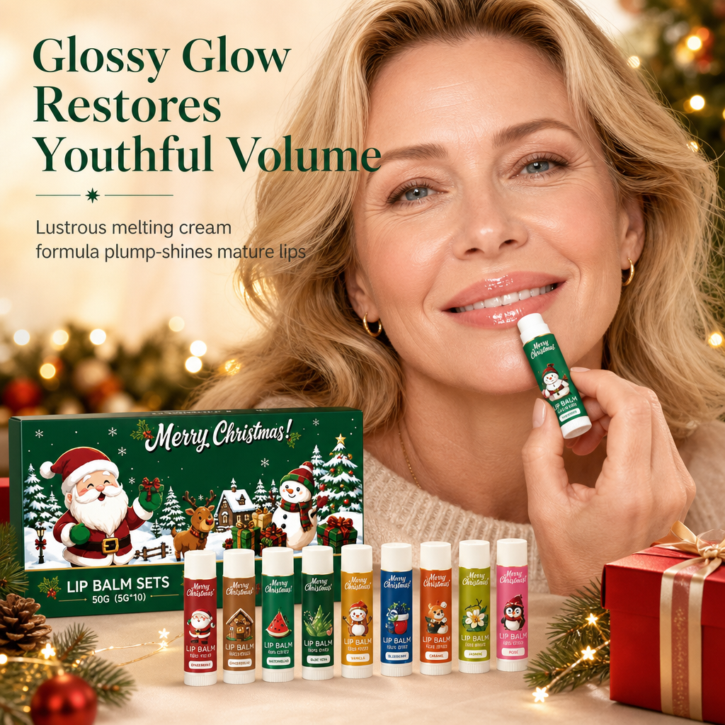 🎄 Risparmia il 50%! 💋 Set di Balsamo per Labbra di Natale – Idratante e pronto da regalare per le feste ✨
