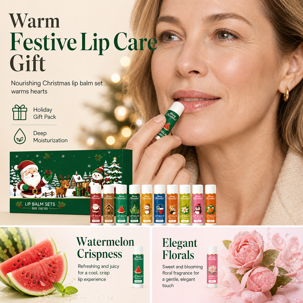 🎄 Risparmia il 50%! 💋 Set di Balsamo per Labbra di Natale – Idratante e pronto da regalare per le feste ✨