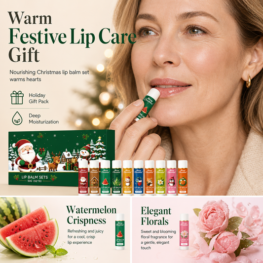 🎄 Risparmia il 50%! 💋 Set di Balsamo per Labbra di Natale – Idratante e pronto da regalare per le feste ✨
