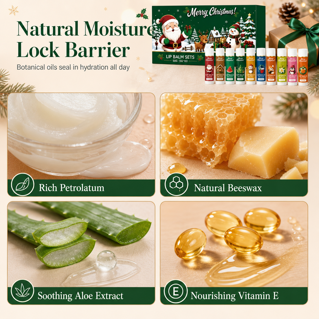 🎄 Risparmia il 50%! 💋 Set di Balsamo per Labbra di Natale – Idratante e pronto da regalare per le feste ✨