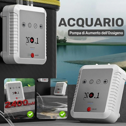 🐠 Aeratore per Acquario Silenzioso🔋Pompa Ossigeno Batteria, Ugelli 1/2/4 Fori, Compatto