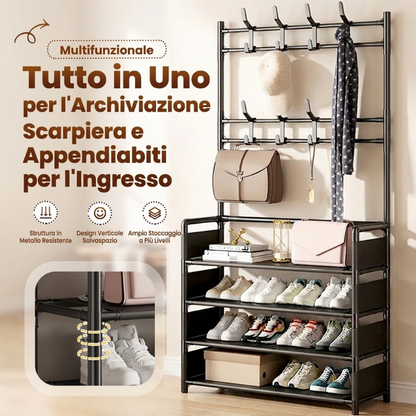 Scarpiera e Portaabiti Multifunzionale per Ingresso