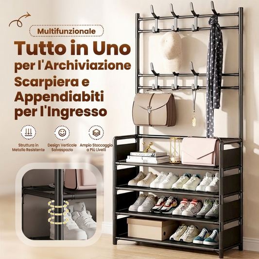 Scarpiera e Portaabiti Multifunzionale per Ingresso