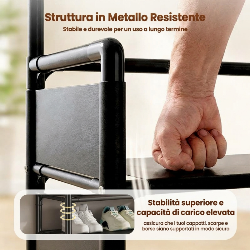 Scarpiera e Portaabiti Multifunzionale per Ingresso