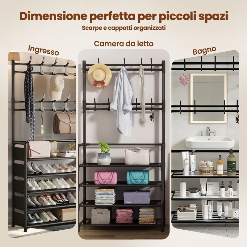 Scarpiera e Portaabiti Multifunzionale per Ingresso