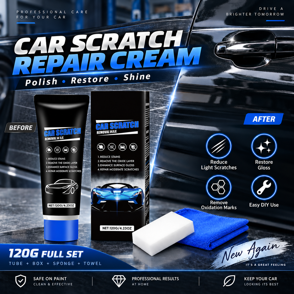 Cera lucidante premium rimuovi-graffi per auto