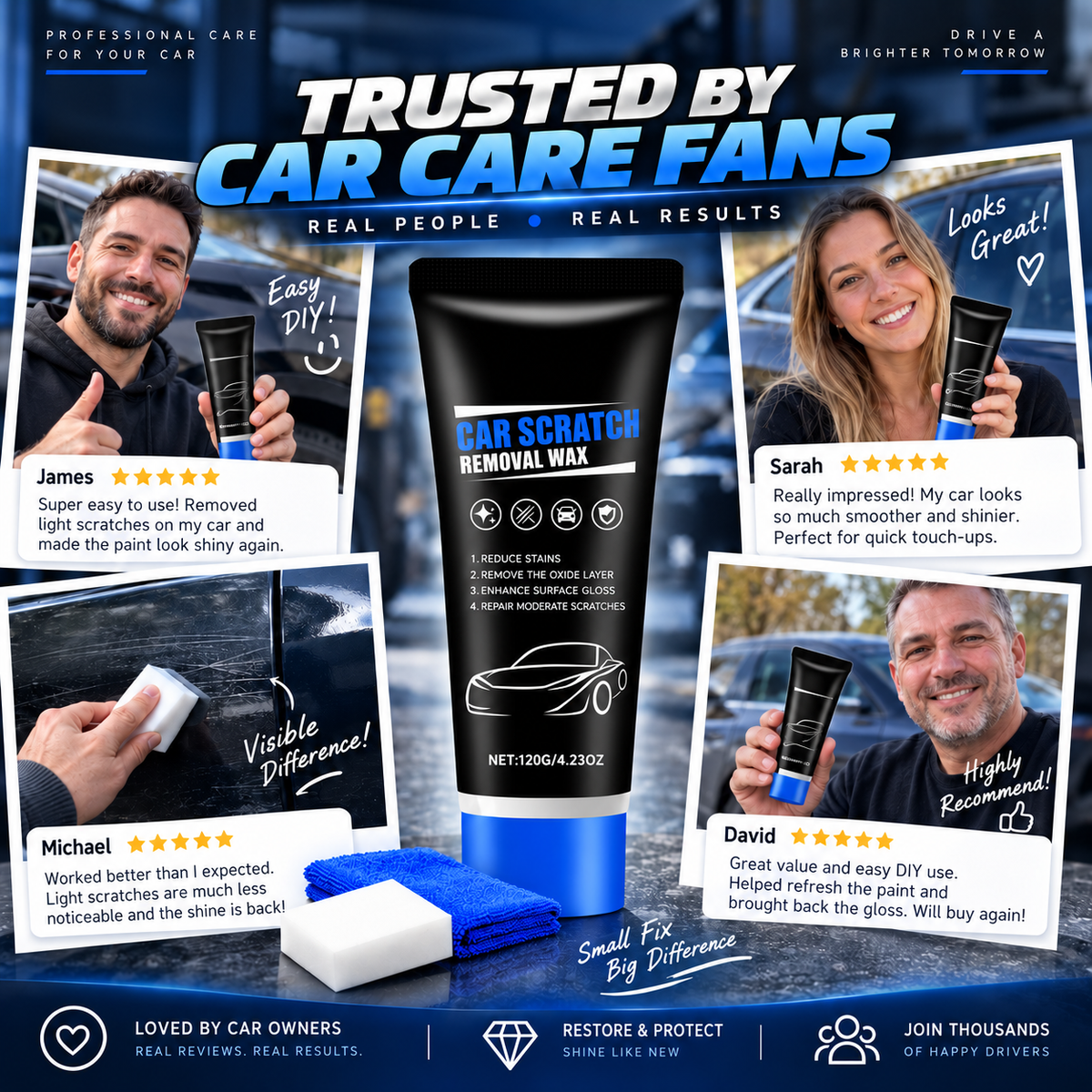 Cera lucidante premium rimuovi-graffi per auto