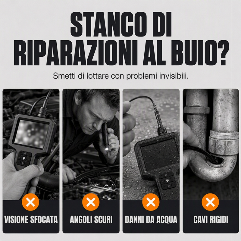 🔍 SCONTO DEL 50% A TEMPO LIMITATO! ⚡Endoscopio ispettivo HD – Schermo IPS, Sonda impermeabile IP67 ✨