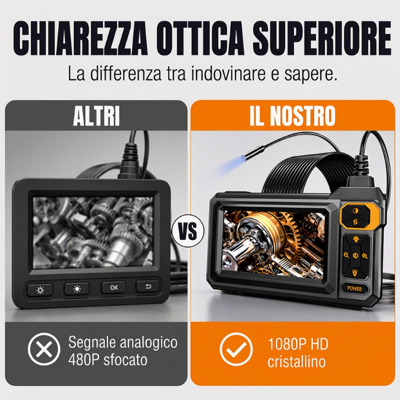 🔍 SCONTO DEL 50% A TEMPO LIMITATO! ⚡Endoscopio ispettivo HD – Schermo IPS, Sonda impermeabile IP67 ✨