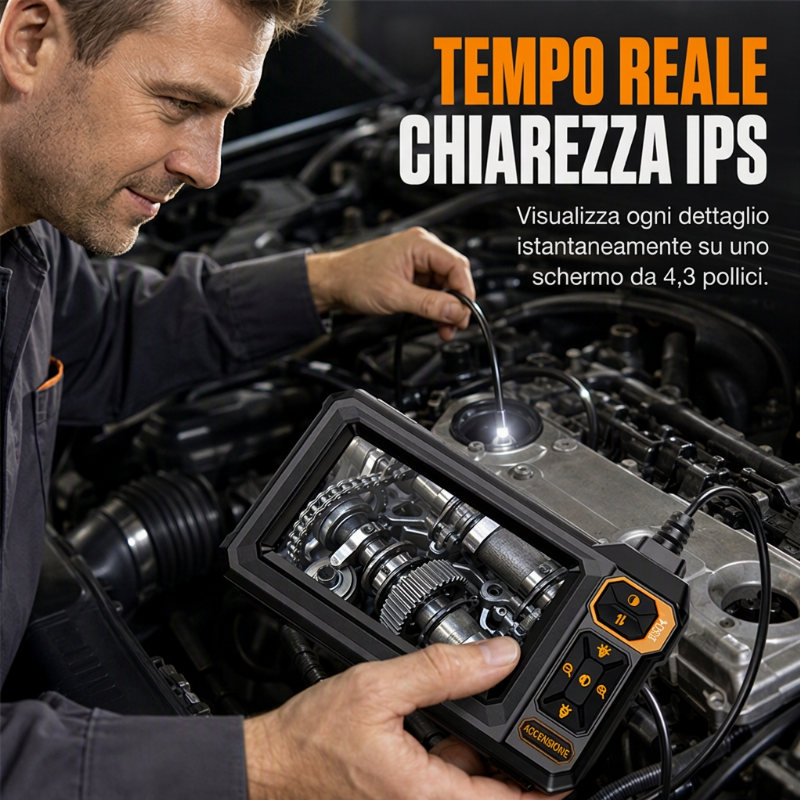 🔍 SCONTO DEL 50% A TEMPO LIMITATO! ⚡Endoscopio ispettivo HD – Schermo IPS, Sonda impermeabile IP67 ✨