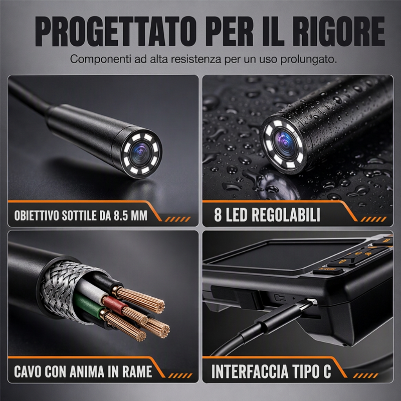 🔍 SCONTO DEL 50% A TEMPO LIMITATO! ⚡Endoscopio ispettivo HD – Schermo IPS, Sonda impermeabile IP67 ✨