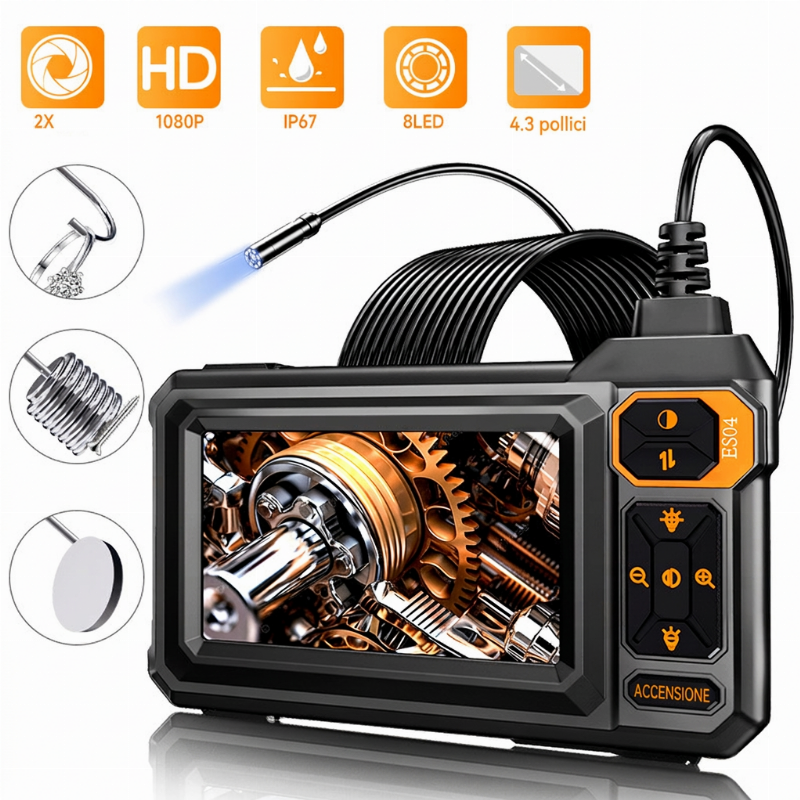 🔍 SCONTO DEL 50% A TEMPO LIMITATO! ⚡Endoscopio ispettivo HD – Schermo IPS, Sonda impermeabile IP67 ✨