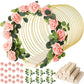 🌸 Sconto del 50%!✨ Cerchio decorativo color oro con supporto in legno – Centrotavola personalabile con filo luminoso a LED, design riutilizzabile per fiori, nastri e piante verdi – Elegante oggetto in ferro e pino per eventi e decorazioni quotidiane 🎀