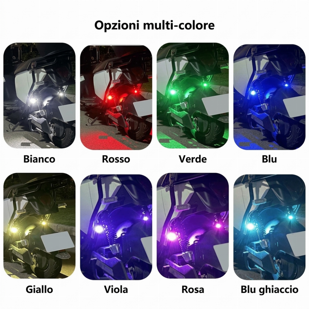 🚁 Luce stroboscopica con 8 colori – wireless, compatta e potente. Ricarica USB, spina impermeabile, telecomando – ideale per auto RC, barche, biciclette e attività all'aperto! ✨🔋