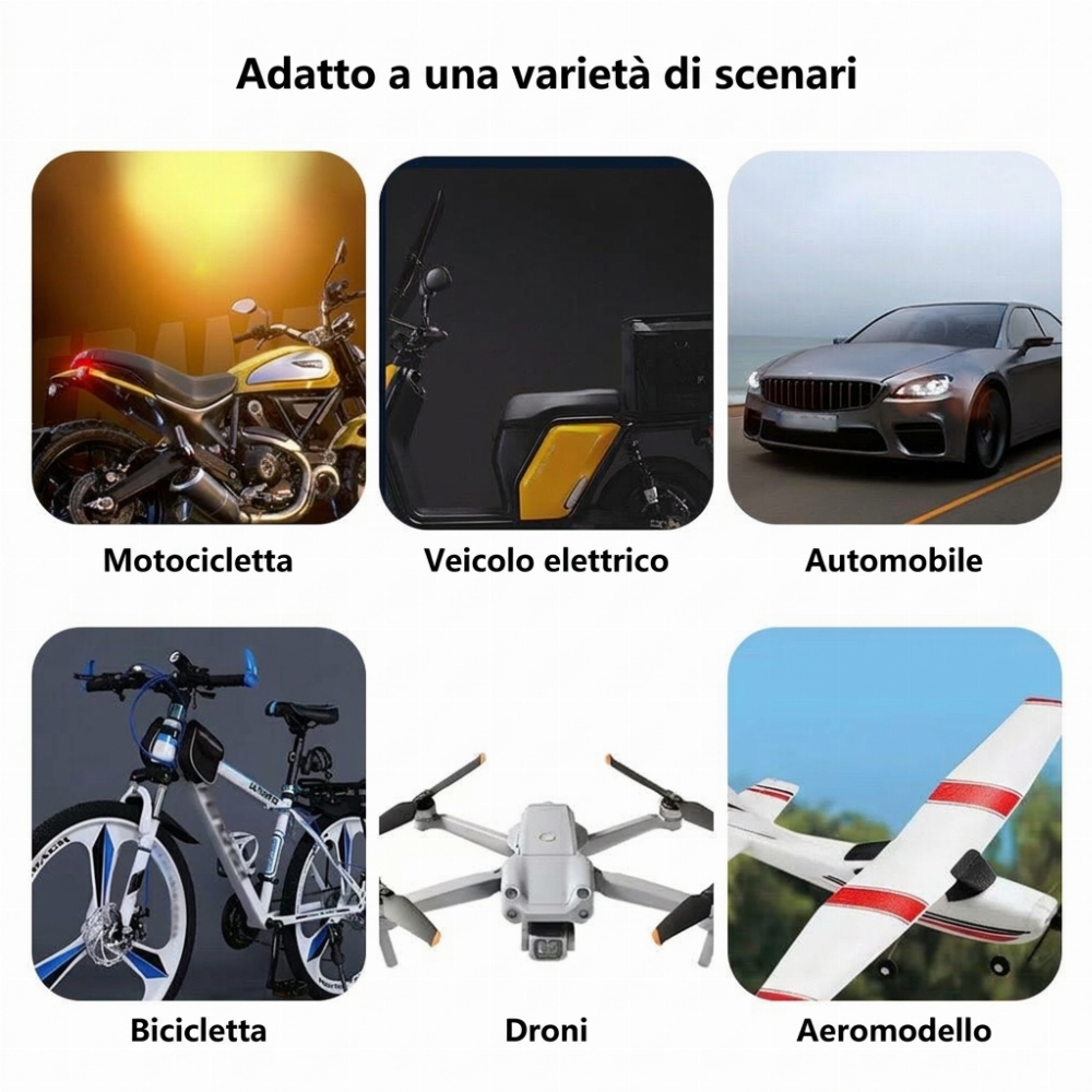 🚁 Luce stroboscopica con 8 colori – wireless, compatta e potente. Ricarica USB, spina impermeabile, telecomando – ideale per auto RC, barche, biciclette e attività all'aperto! ✨🔋