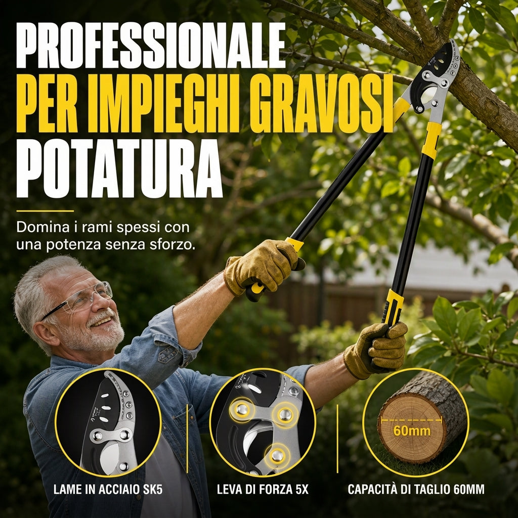 ✂️🌳Forbici da Potatura per Giardino Resistenti con Azione Composta | Mechanismo a Leva Risparmio Fatica per Rami Spessi di Alberi da Frutta🔪