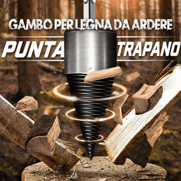 🪓 SUBITO -50%! 🔩 Divisore di legno per trapano elettrico – In acciaio ad alto tenore di carbonio, portatile e a spaccatura rapida – Trasforma il tuo trapano in uno spaccalegna 🌲