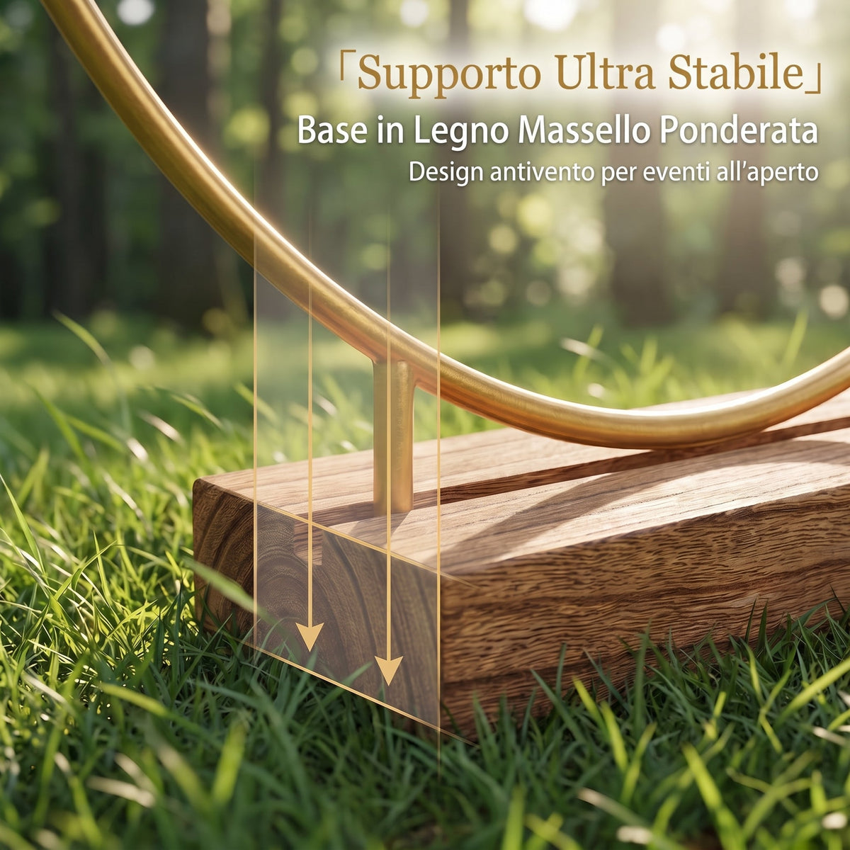 🌸 Sconto del 50%!✨ Cerchio decorativo color oro con supporto in legno – Centrotavola personalabile con filo luminoso a LED, design riutilizzabile per fiori, nastri e piante verdi – Elegante oggetto in ferro e pino per eventi e decorazioni quotidiane 🎀