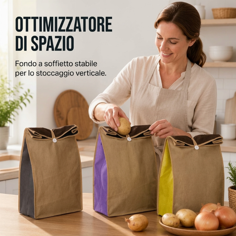 🥔✨ Borsa Porta Patate in Tessuto Non Tessuto di Grande Capacità – Ideale per Conservare Patate, Cipolle e Verdure