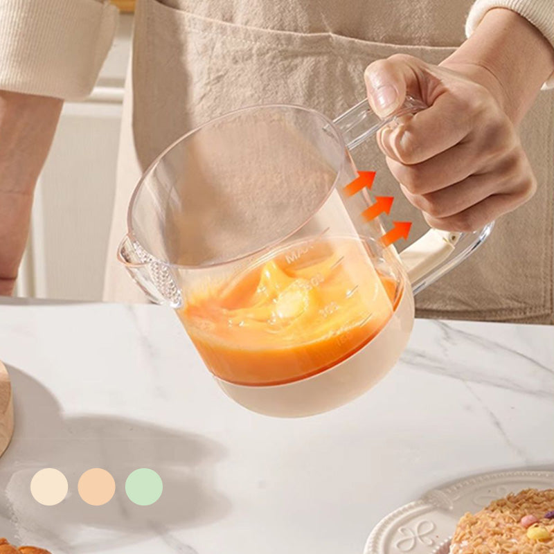 Tazza multifunzionale per mescolare le uova con pressa manuale e scala di misurazione