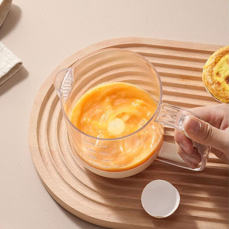 Tazza multifunzionale per mescolare le uova con pressa manuale e scala di misurazione