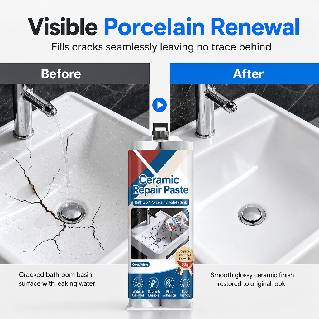 🛁🧱 Pasta riparatrice per piastrelle in ceramica – Asciugatura rapida, stucco per crepe e scheggiature – Resina epossidica impermeabile per lavandini, piastrelle e marmo 🛠️
