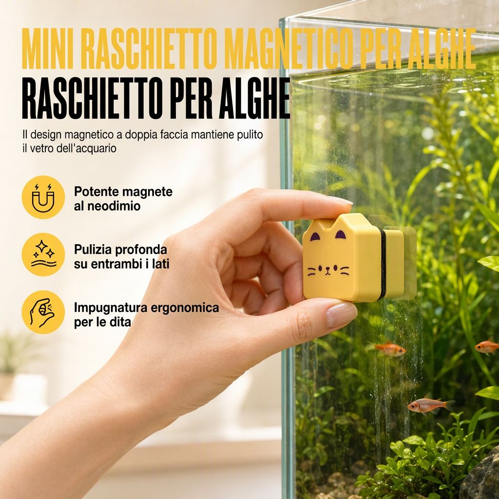 Pulitore Magnetico Doppio per Vetri di Acquario