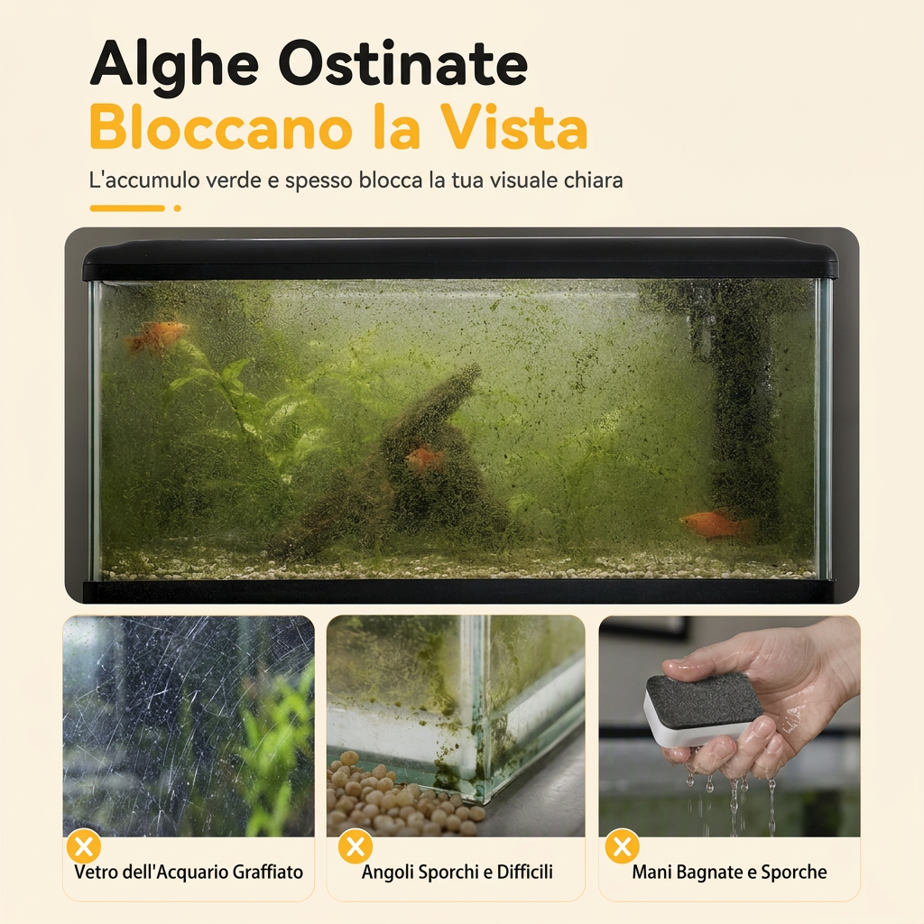 Pulitore Magnetico Doppio per Vetri di Acquario