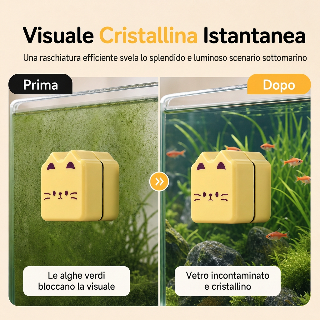 Pulitore Magnetico Doppio per Vetri di Acquario