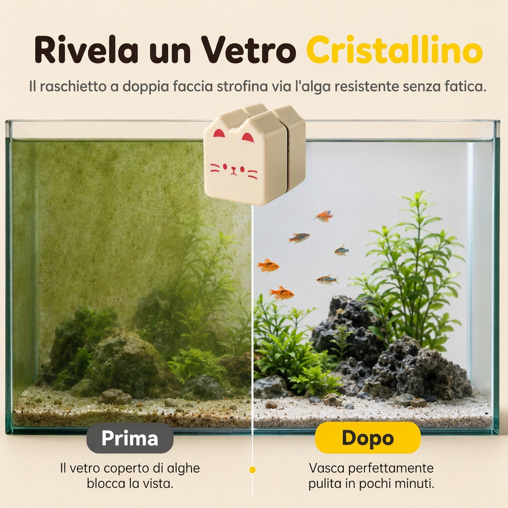 Pulitore Magnetico Doppio per Vetri di Acquario