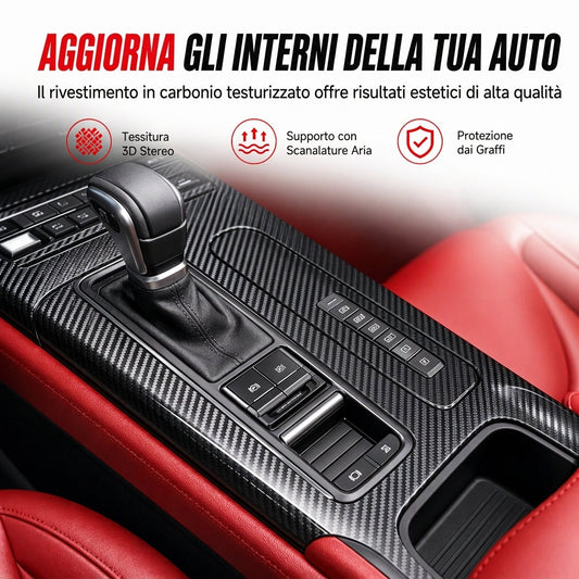 🚗 Film decorativo per interni auto in fibra di carbonio 3D/6D – Wrap auto autoadesivo