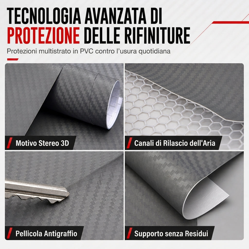 🚗 Film decorativo per interni auto in fibra di carbonio 3D/6D – Wrap auto autoadesivo