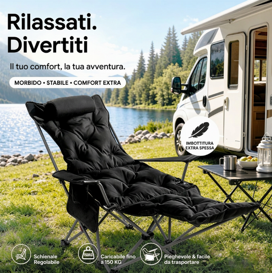 🪑 Sedia pieghevole regolabile portatile per esterni – Leggera, stabile e versatile – Ideale per giardino, campeggio, spiaggia o terrazza – Trasporto e montaggio semplici 🏕️✨