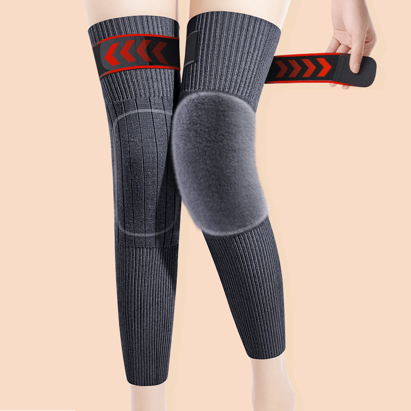 ❄️ Ginocchiere Termiche Invernali Lunghe 🦵 Interno in Morbido Pile con Fascia Antiscivolo Regolabile | Scaldaginocchia Elastici Antifreddo per Moto, Sport e Anziani 🔥