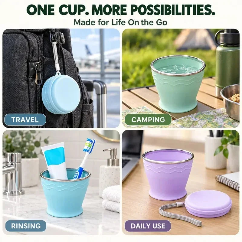 🥤 Tazza da viaggio pieghevole – Compatta e facile da trasportare