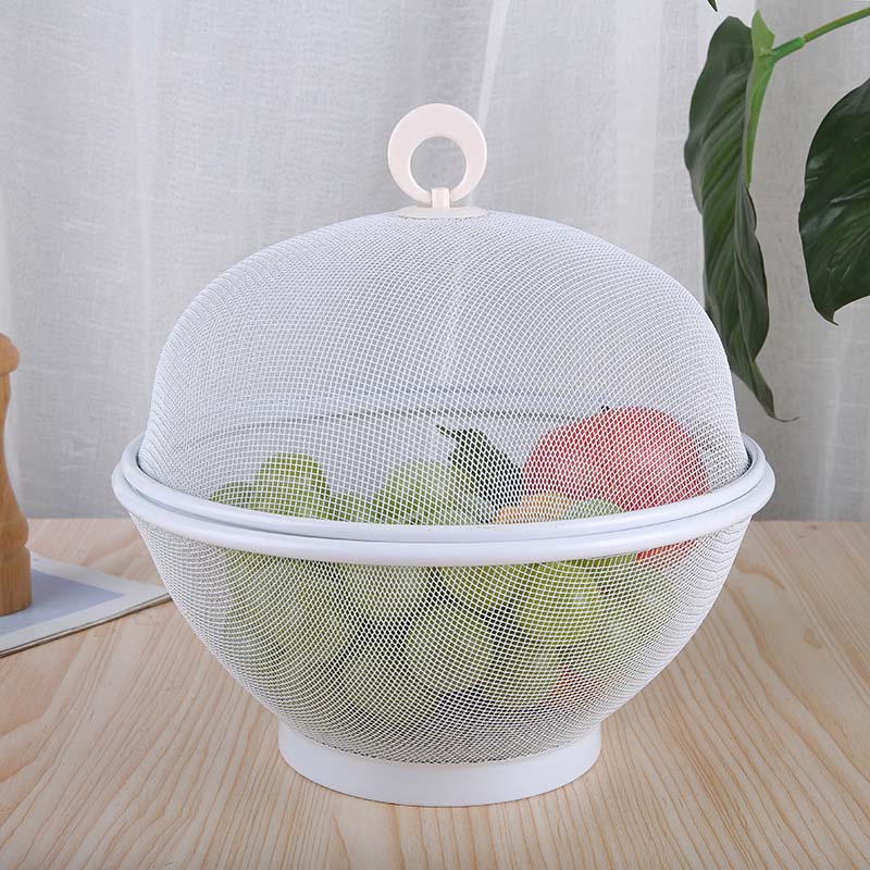 🧺Cestino per Frutta con Coperchio 🍎 Scolapasta 2 in 1, Rete Metallica Traspirante per Frutta e Verdura