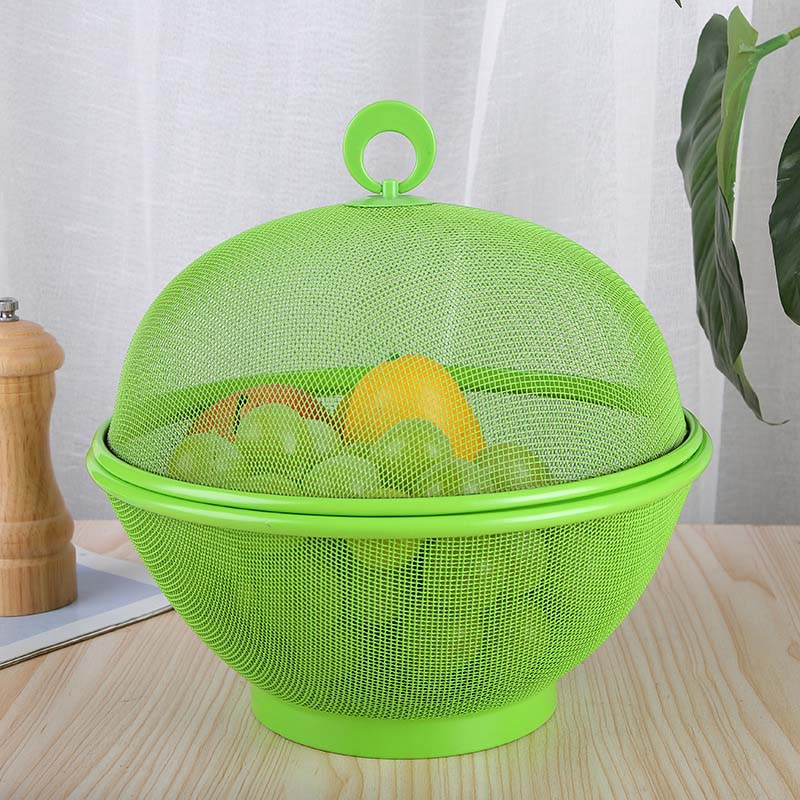 🧺Cestino per Frutta con Coperchio 🍎 Scolapasta 2 in 1, Rete Metallica Traspirante per Frutta e Verdura