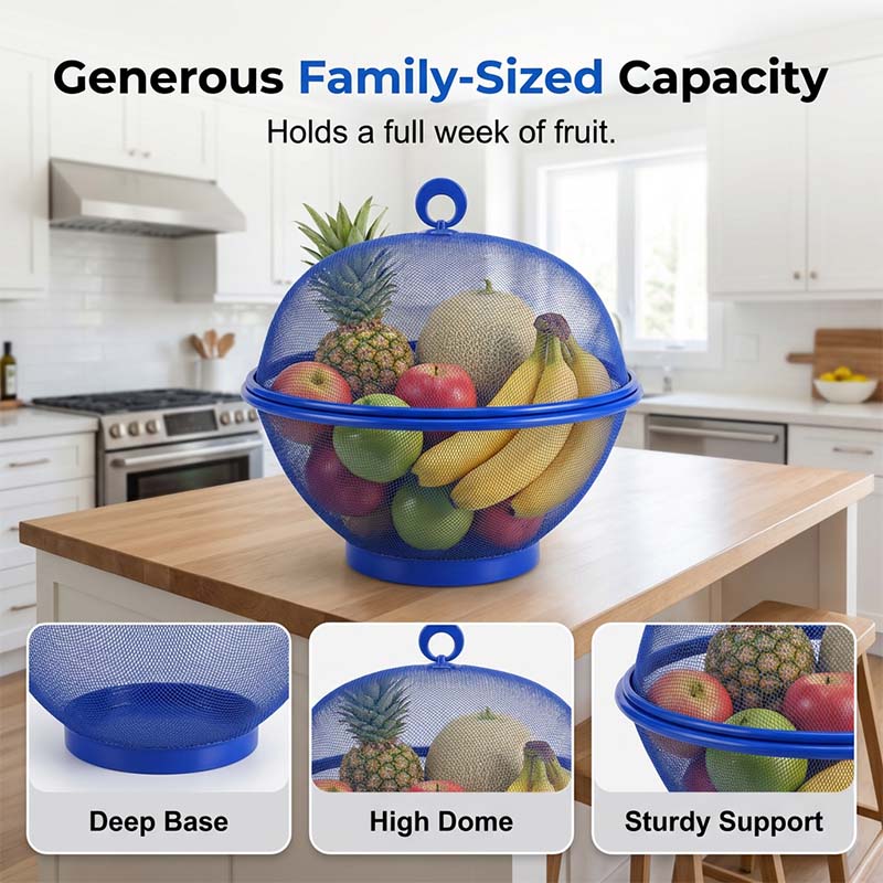 🧺Cestino per Frutta con Coperchio 🍎 Scolapasta 2 in 1, Rete Metallica Traspirante per Frutta e Verdura