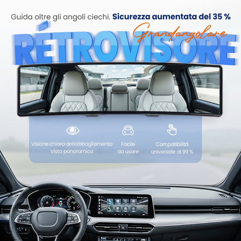 🚗👁️ Specchietto retrovisore esterno curvo ampio per auto – Visione grandangolare, installazione facile e universale (Guida sicura con migliore visibilità !)