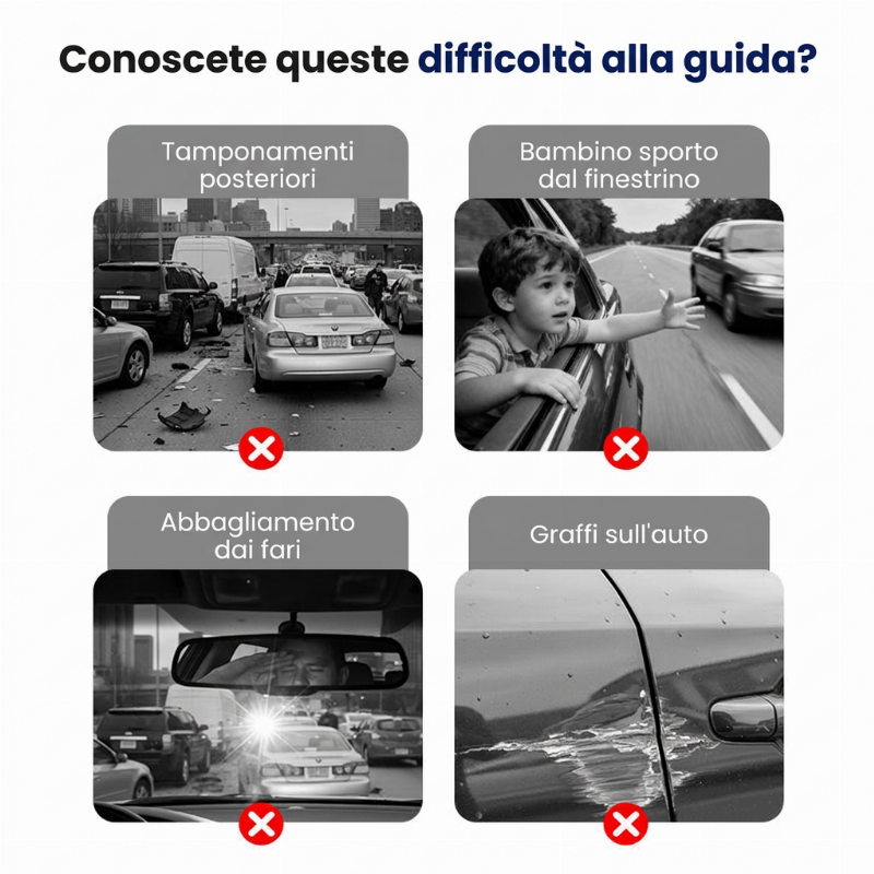 🚗👁️ Specchietto retrovisore esterno curvo ampio per auto – Visione grandangolare, installazione facile e universale (Guida sicura con migliore visibilità !)