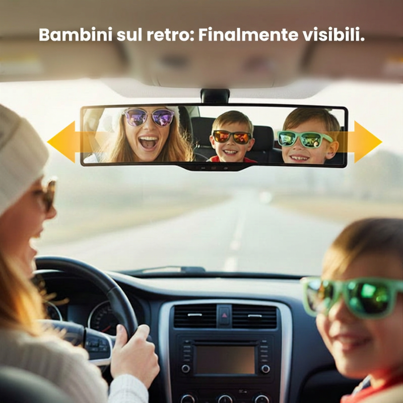 🚗👁️ Specchietto retrovisore esterno curvo ampio per auto – Visione grandangolare, installazione facile e universale (Guida sicura con migliore visibilità !)