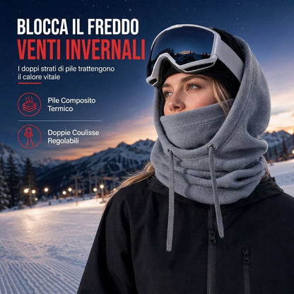 Cappello Invernale 3 in 1 antivento e termico, scaldacollo, proteggi viso e orecchie, Balaclava Invernale per Uomo e Donna, Copertura Viso Calda per Sci e Ciclismo all'Aperto, Copricapo oftenile in pile per Clima Freddo
