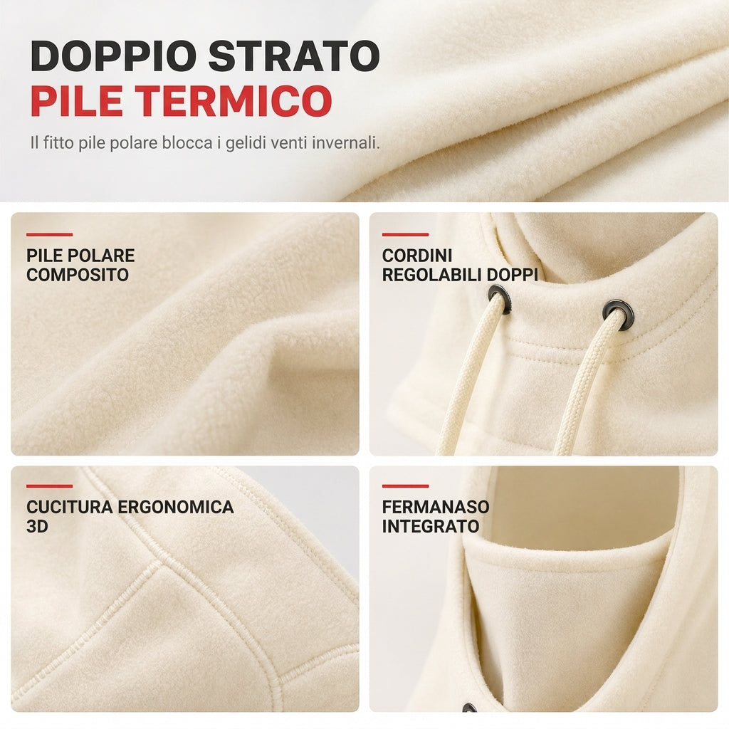 Cappello Invernale 3 in 1 antivento e termico, scaldacollo, proteggi viso e orecchie, Balaclava Invernale per Uomo e Donna, Copertura Viso Calda per Sci e Ciclismo all'Aperto, Copricapo oftenile in pile per Clima Freddo