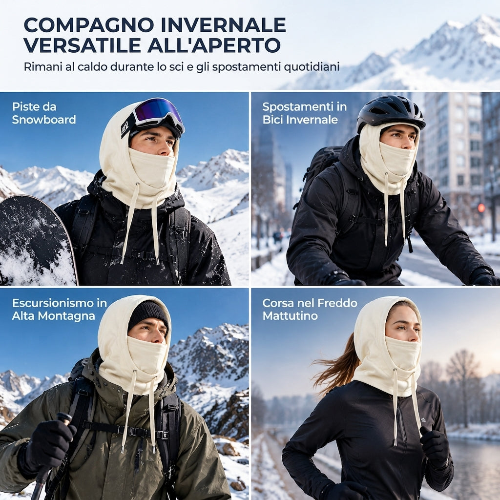 Cappello Invernale 3 in 1 antivento e termico, scaldacollo, proteggi viso e orecchie, Balaclava Invernale per Uomo e Donna, Copertura Viso Calda per Sci e Ciclismo all'Aperto, Copricapo oftenile in pile per Clima Freddo