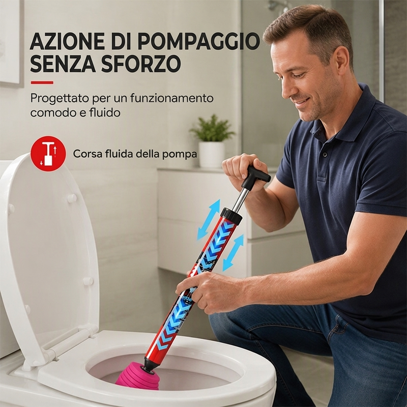 💥 Sblocca-Scarichi ad Alta Pressione per WC e Tubature – Aria Compressa, Nessun Chimico ✨