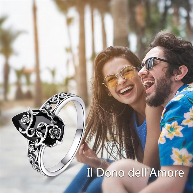 Anello Bohemian Vintage con Motivo a Vite Floreale